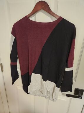 INC International Concepts Burgundy and Black Colorblock Sweater